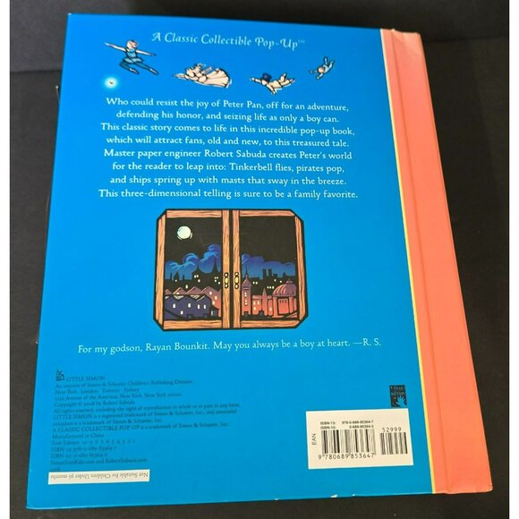 Peter Pan Classic Collectible Pop Book Hardcover Robert Sabuda J. M Barries Used - Picture 11 of 16